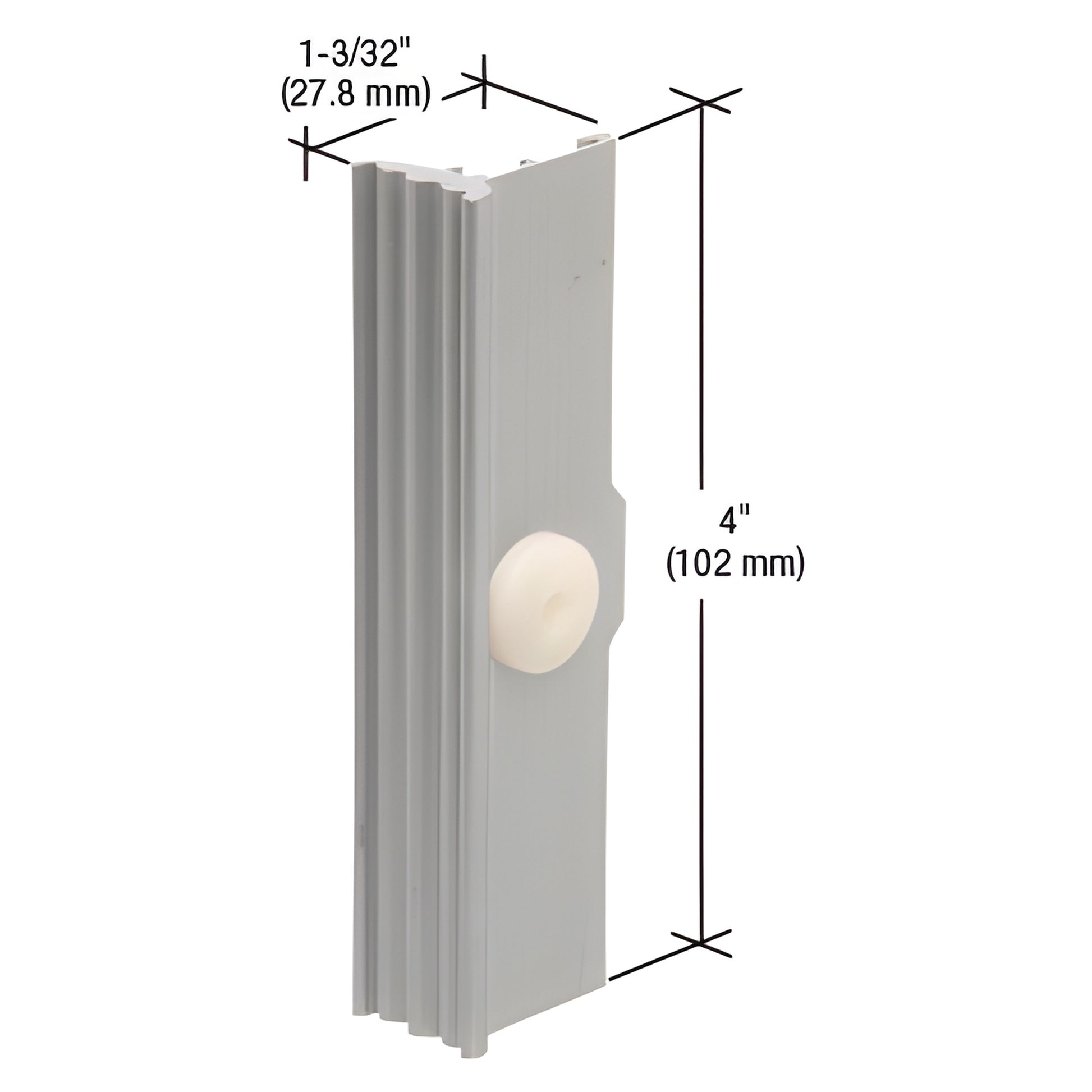 Aluminum adjustable pull and spring latch for Hi-Lite convertible windows, 4" tall, SKU F2500.