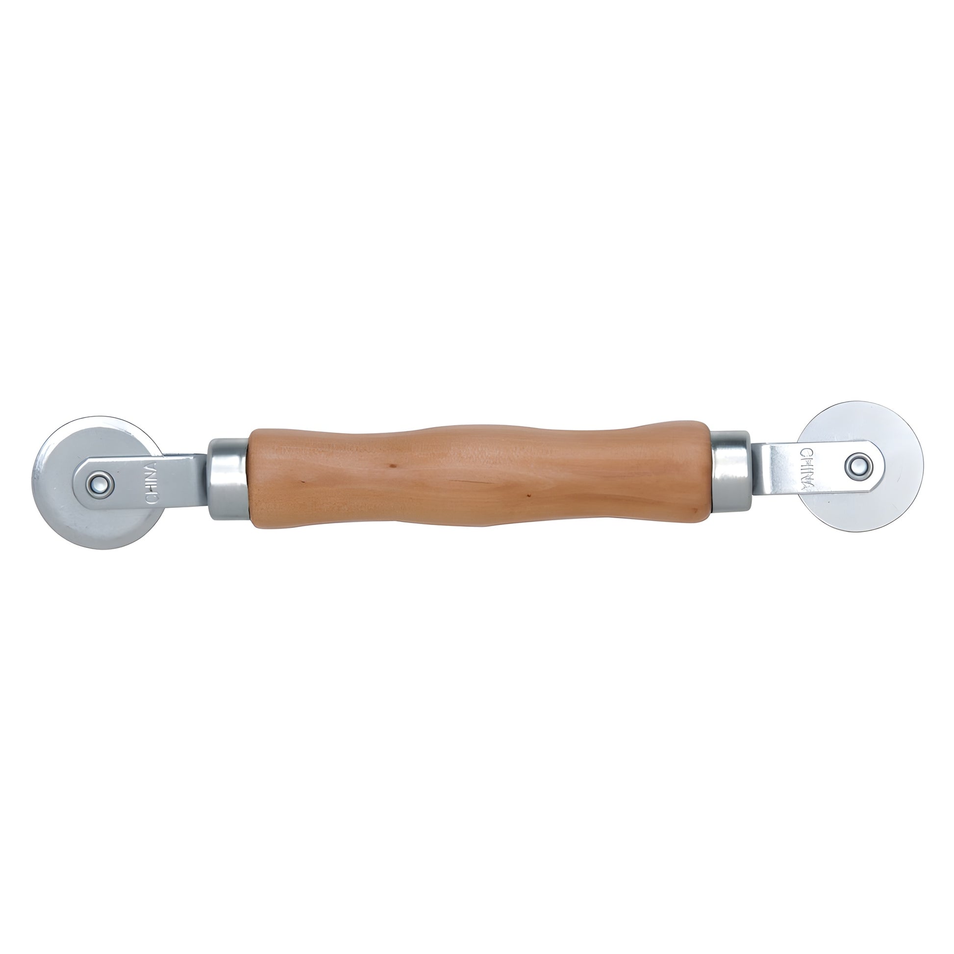 Wood-handled screen & spline roller (SKU PL7505) with two steel wheels - round and concave.