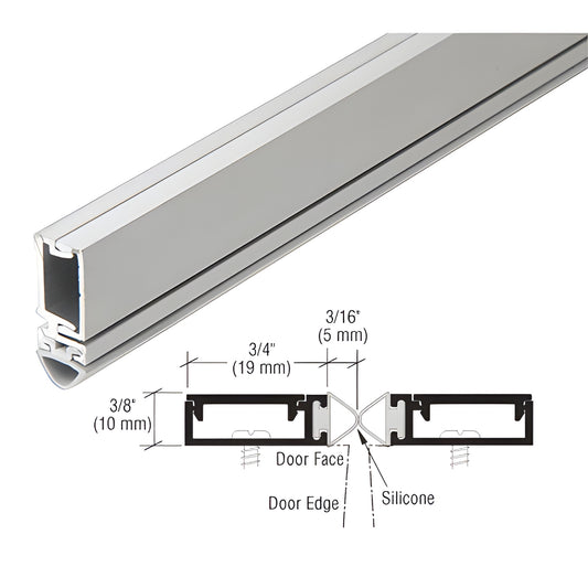 Clear anodized 84in split astragal with silicone bulb seal for double fire doors; concealed snap-on cover, UL classified.