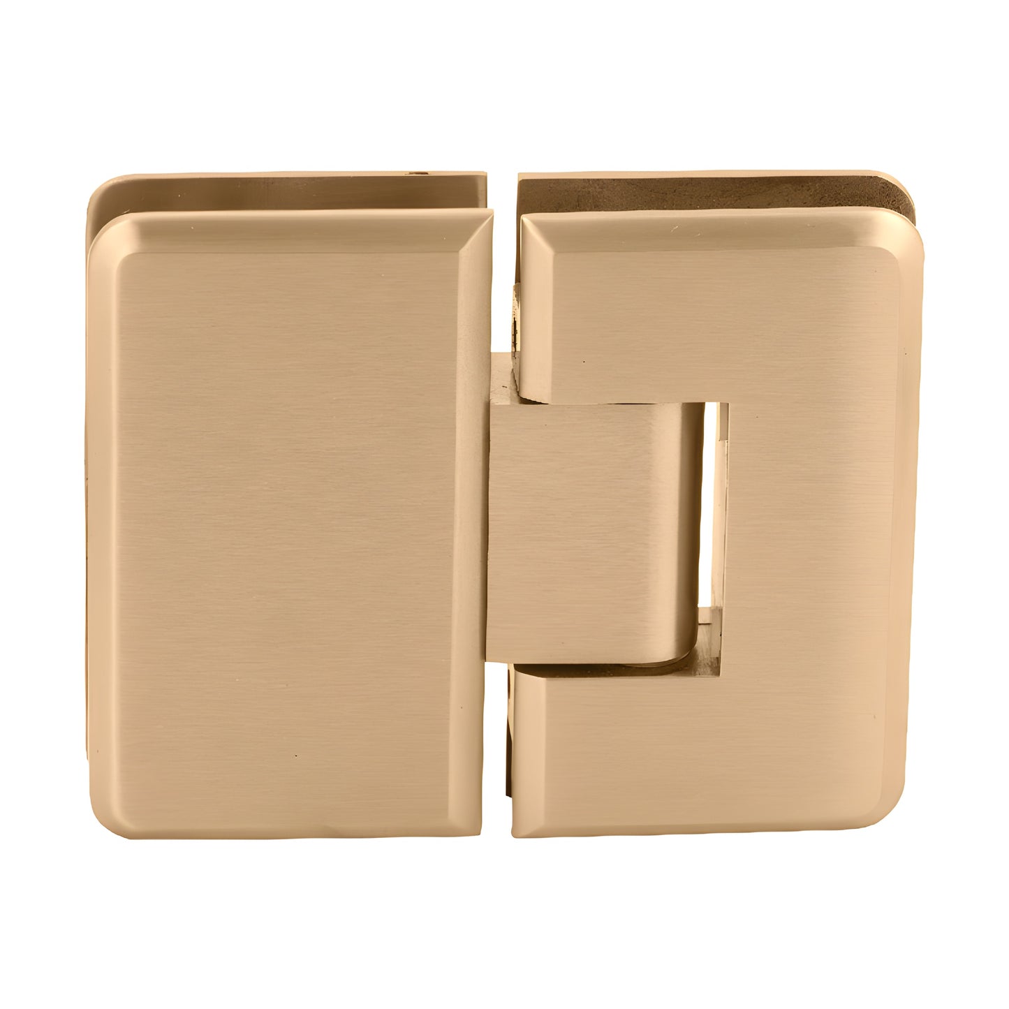 Satin brass Cologne 180-degree glass-to-glass beveled shower door hinge (SKU C0L180SB)