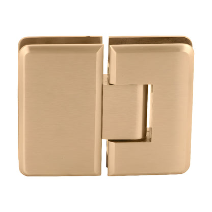Satin brass Cologne 180-degree glass-to-glass beveled shower door hinge (SKU C0L180SB)