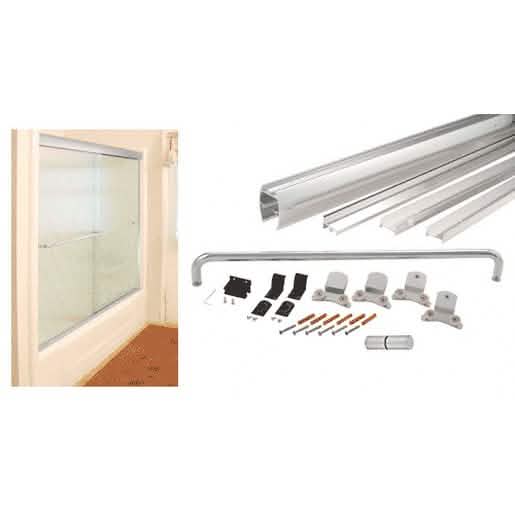 CRL Brite Anodized Sliding Shower Door Kit 72"x60" with Metal Jambs for 3/8" Glass.