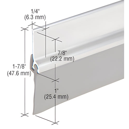 Aluminum door sweep DB005AV36 with 1 inch vinyl sweep, fits 36-inch doors, 1-7/8 inch overall height, silver finish