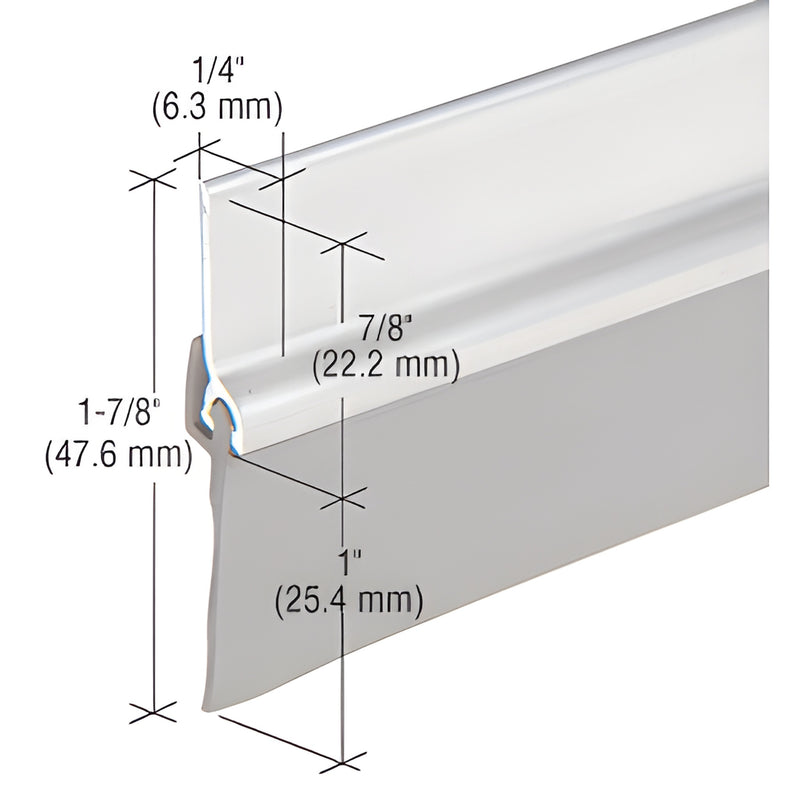 Aluminum door sweep DB005AV36 with 1 inch vinyl sweep, fits 36-inch doors, 1-7/8 inch overall height, silver finish