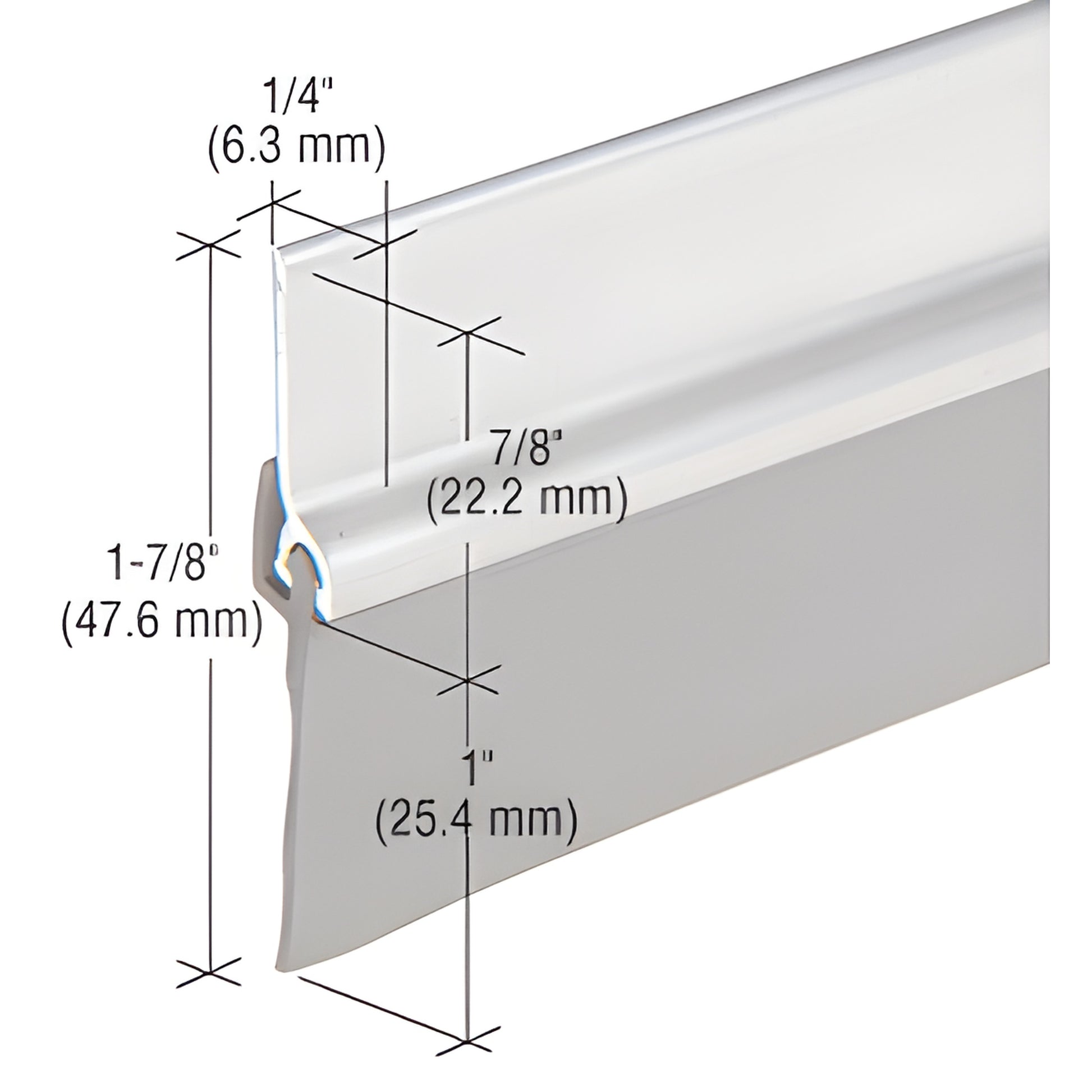 CRL DB005AV48 aluminum door sweep with 1" vinyl sweep, 48" length, 1-7/8" overall height, brushed aluminum finish.