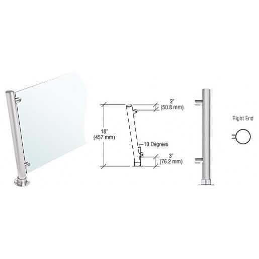 CRL Brushed Stainless 18" High Right End Post for Modern Counter/Partition