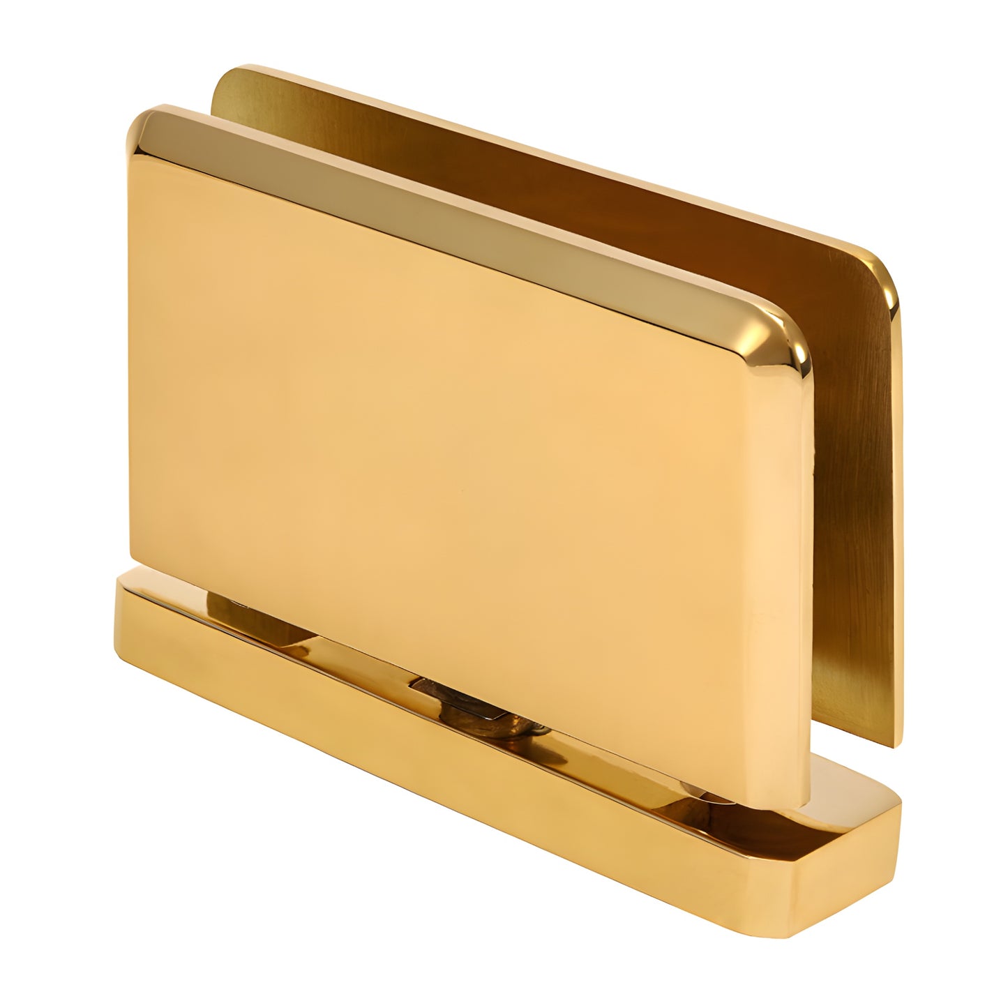 Polished brass Senior Prima pivot hinge for 1/2 in (12 mm) tempered glass shower door, SKU SRPPH01BR