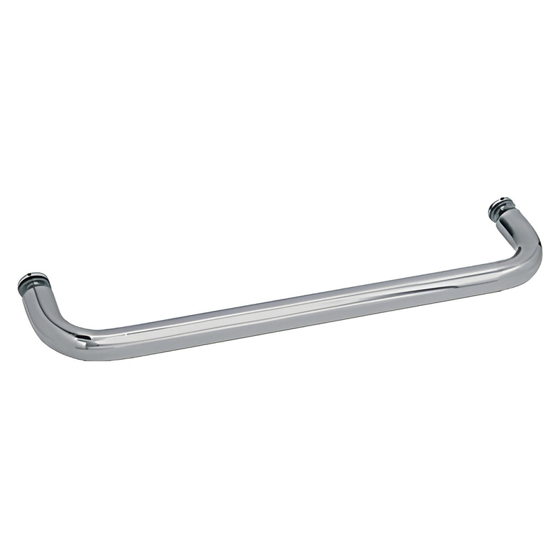 BMNW22BN 22-inch brushed nickel tubular glass-mounted single-sided towel bar, low-profile end caps