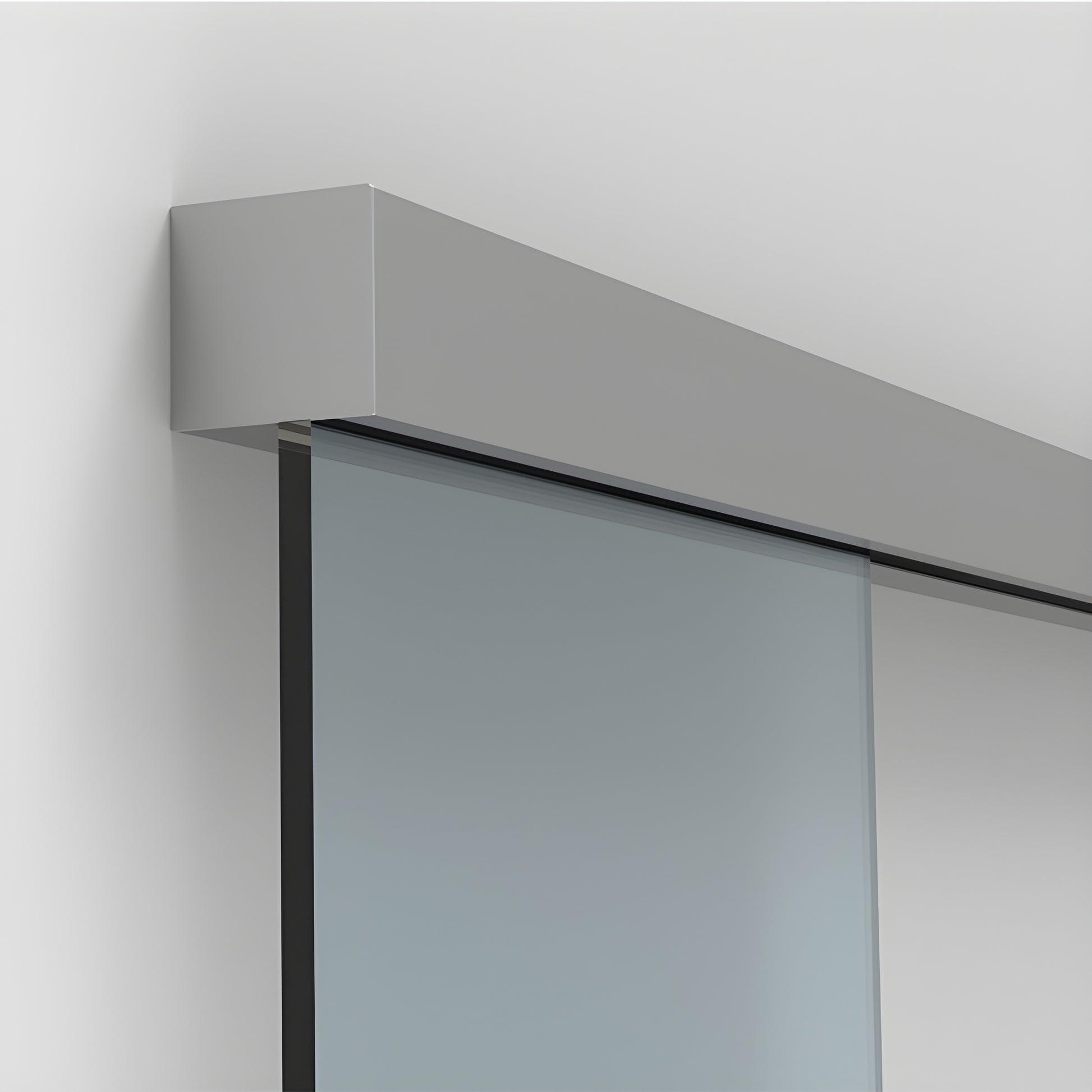 Satin anodized CRL695 commercial sliding door kit - 118in track with top-mounted rollers and 3/8-1/2in tempered glass