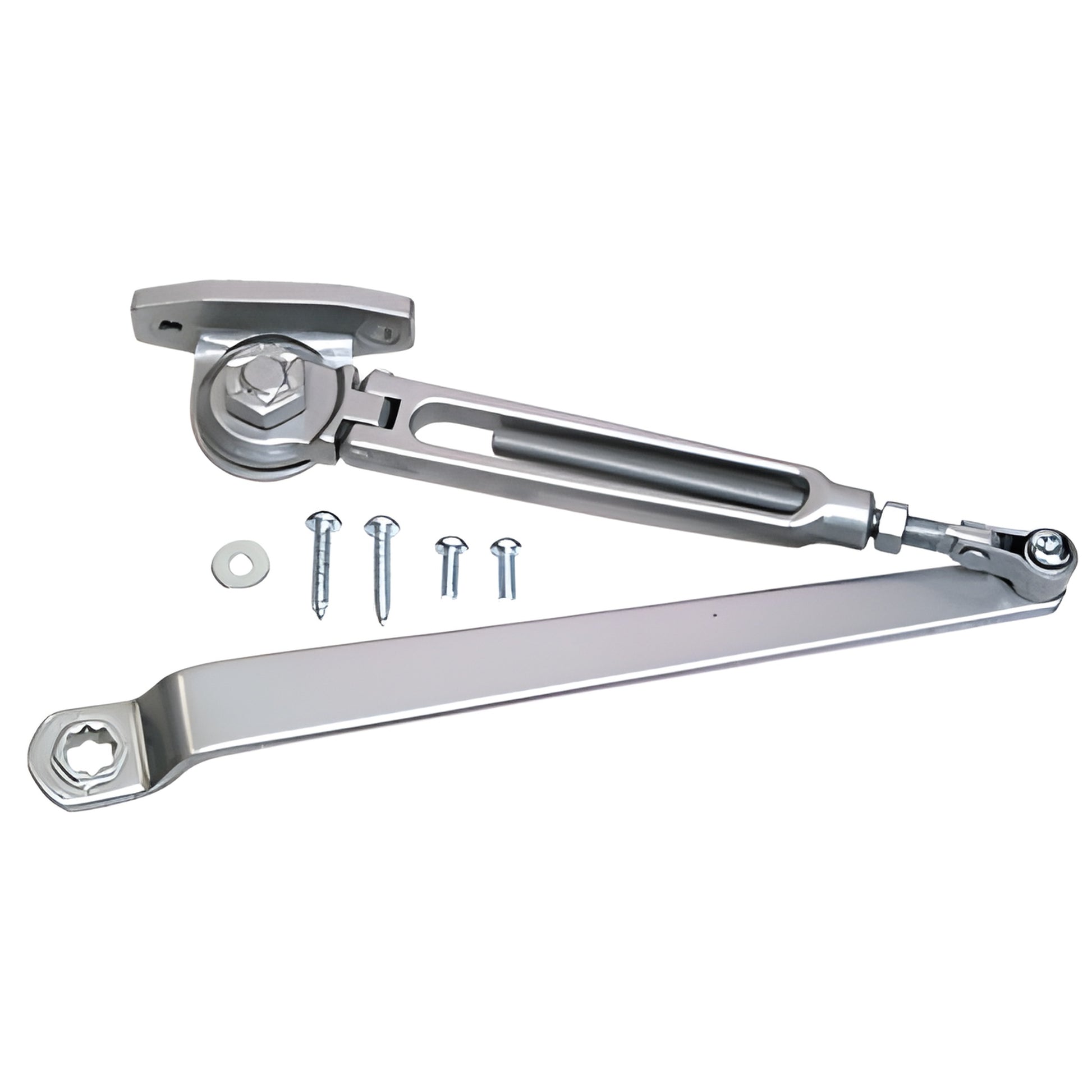 PR4050H0AA aluminum hold-open arm with adjustable link and mounting screws for PR40/PR50 closers.