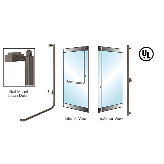 PA100 panic handle (PA100F3RK0RB) oil rubbed bronze rail mount panic bar for 1/2 in glass doors, interior push bar, UL listed