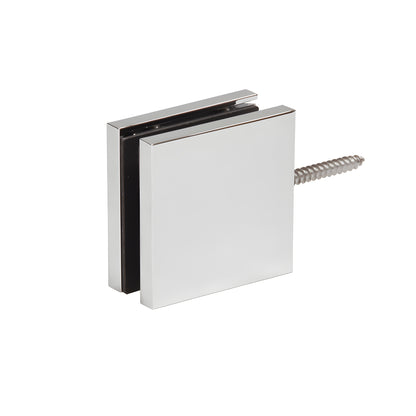 Polished chrome brass Zero Clamp for 3/8-1/2" glass - low-profile concealed frameless shower clamp (SKU CCS4CH)