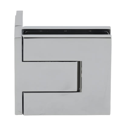 Polished chrome Palermo offset square hinge for 3/8-1/2" frameless glass doors, SKU PAL044CH