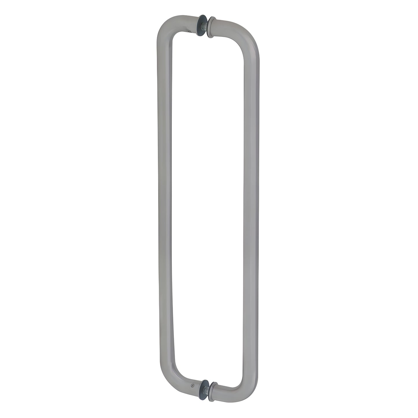 Brushed stainless steel back-to-back glass-mounted pull handle, 24 in center-to-center, fits 3/8-3/4 in tempered glass