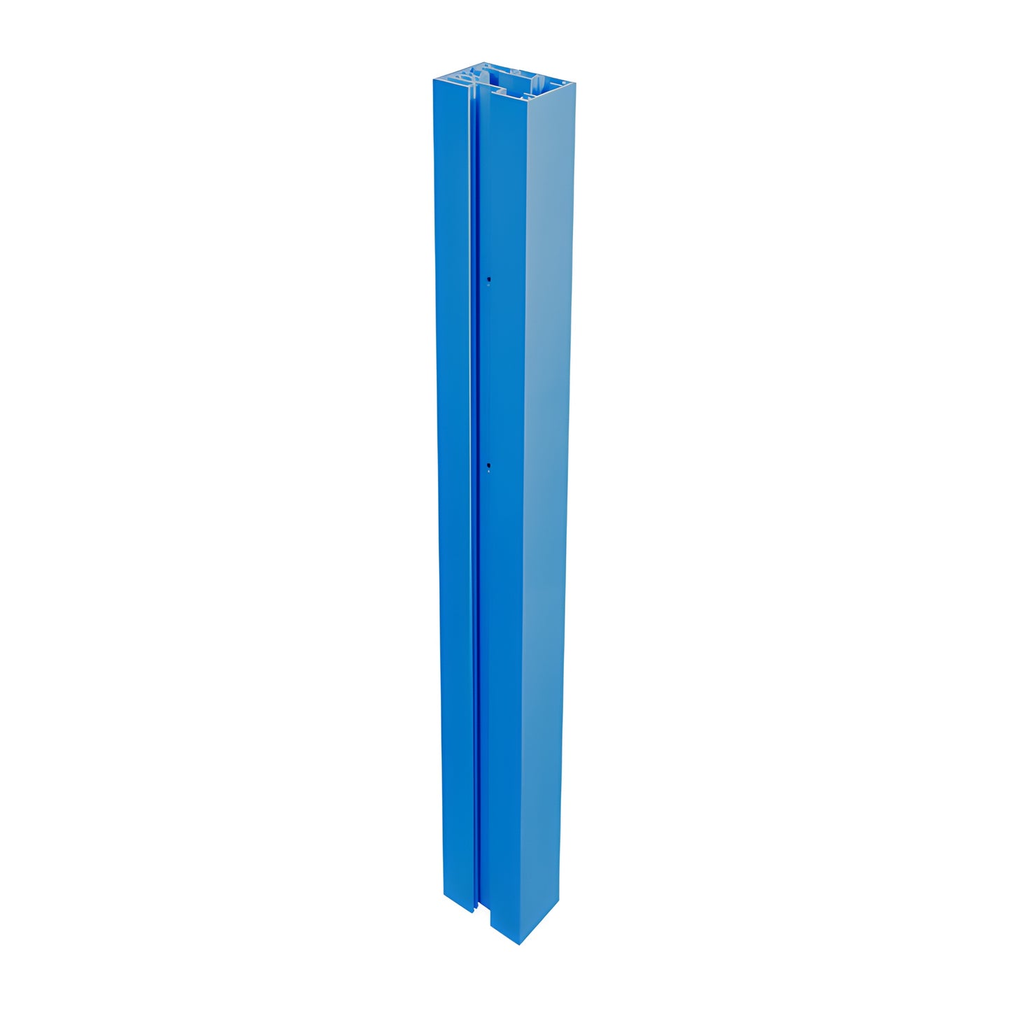 Cielo post (SKU C96C) blue aluminum windscreen post for glass balustrades, slim front trim, tall profile