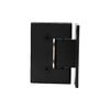 Matte black solid brass frameless shower door hinge (Melbourne MEL044MBL), wall-mount, self-centering, fits 8-12mm glass