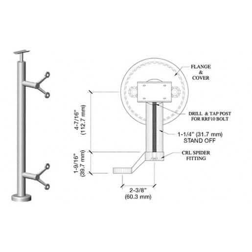 CRL Brushed Stainless 36" Spider End Post Railing Kit - Modern, Durable, Easy Install