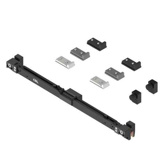 CRL695SBK double-sided softbrake sliding door kit - black rail with mounting blocks and end caps, for heavy glass doors.