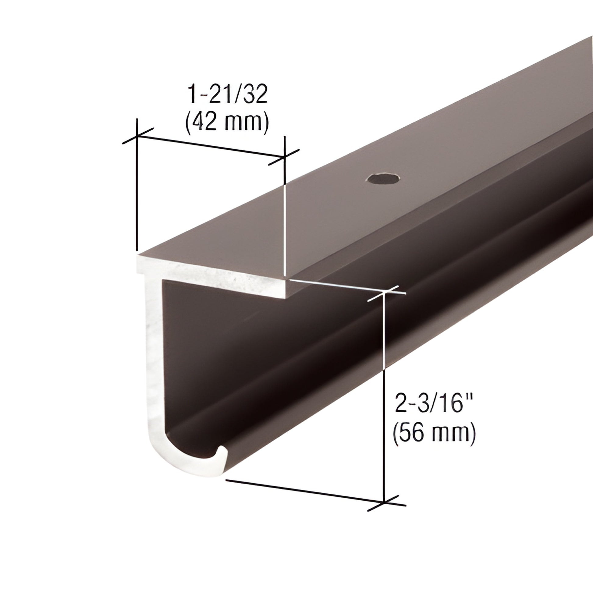 CRL3611 dark bronze aluminum EZ-Slide 180 top track for sliding doors, 157-1/2" length, pre-drilled