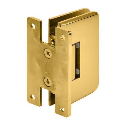 PLY037ULBR unlacquered brass frameless shower door hinge, solid brass, beveled edge, for 3/8-1/2" tempered glass