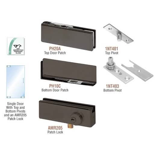 CRL Black Bronze Anodized North American Patch Door Kit with Lock - Sleek, Modern Design