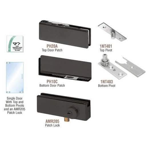 CRL Matte Black North American Patch Door Kit with Lock - Sleek, Secure, Modern Design