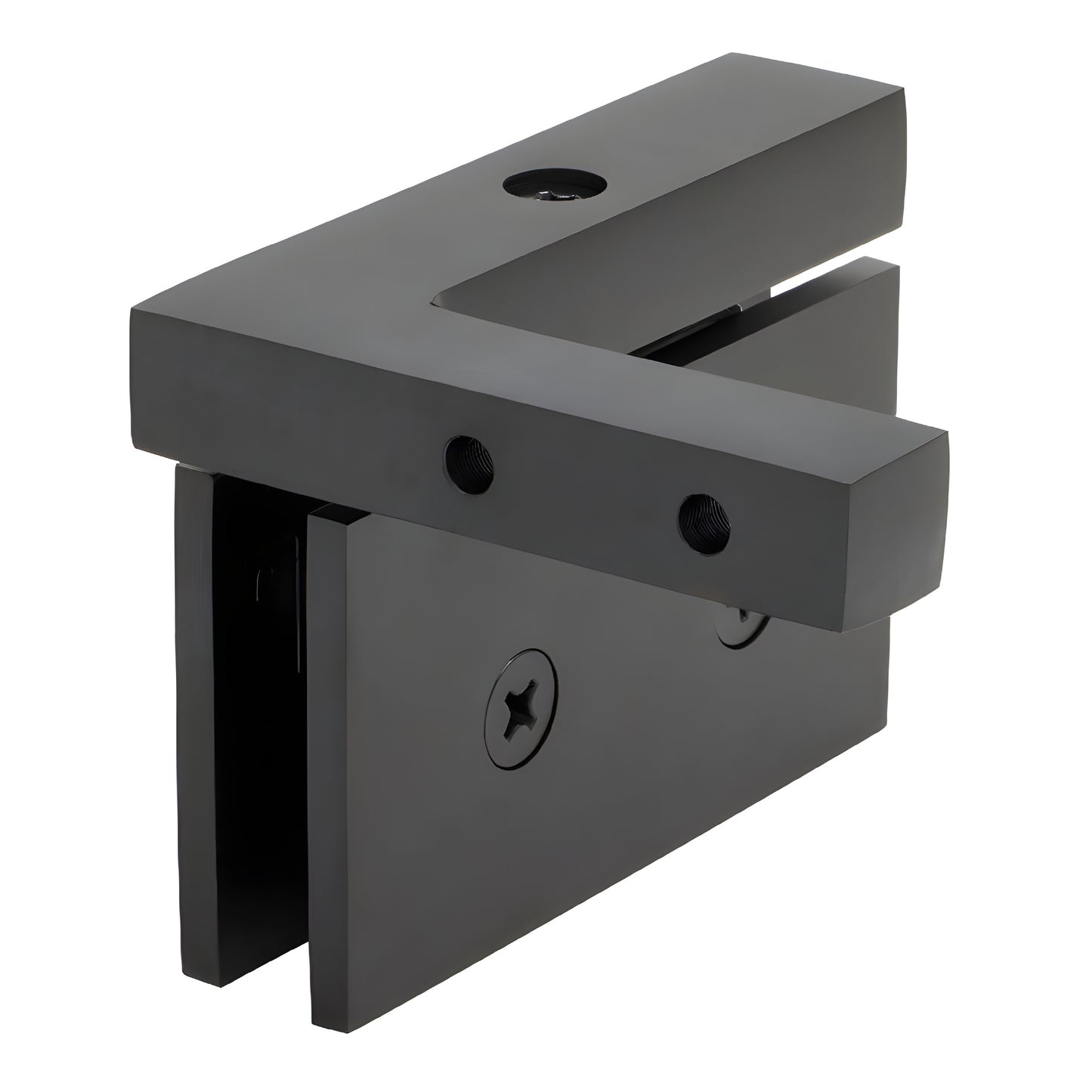 Cardiff CAR05R0RB oil-rubbed bronze squared brass pivot hinge for 8-10mm frameless shower door, right-hand.