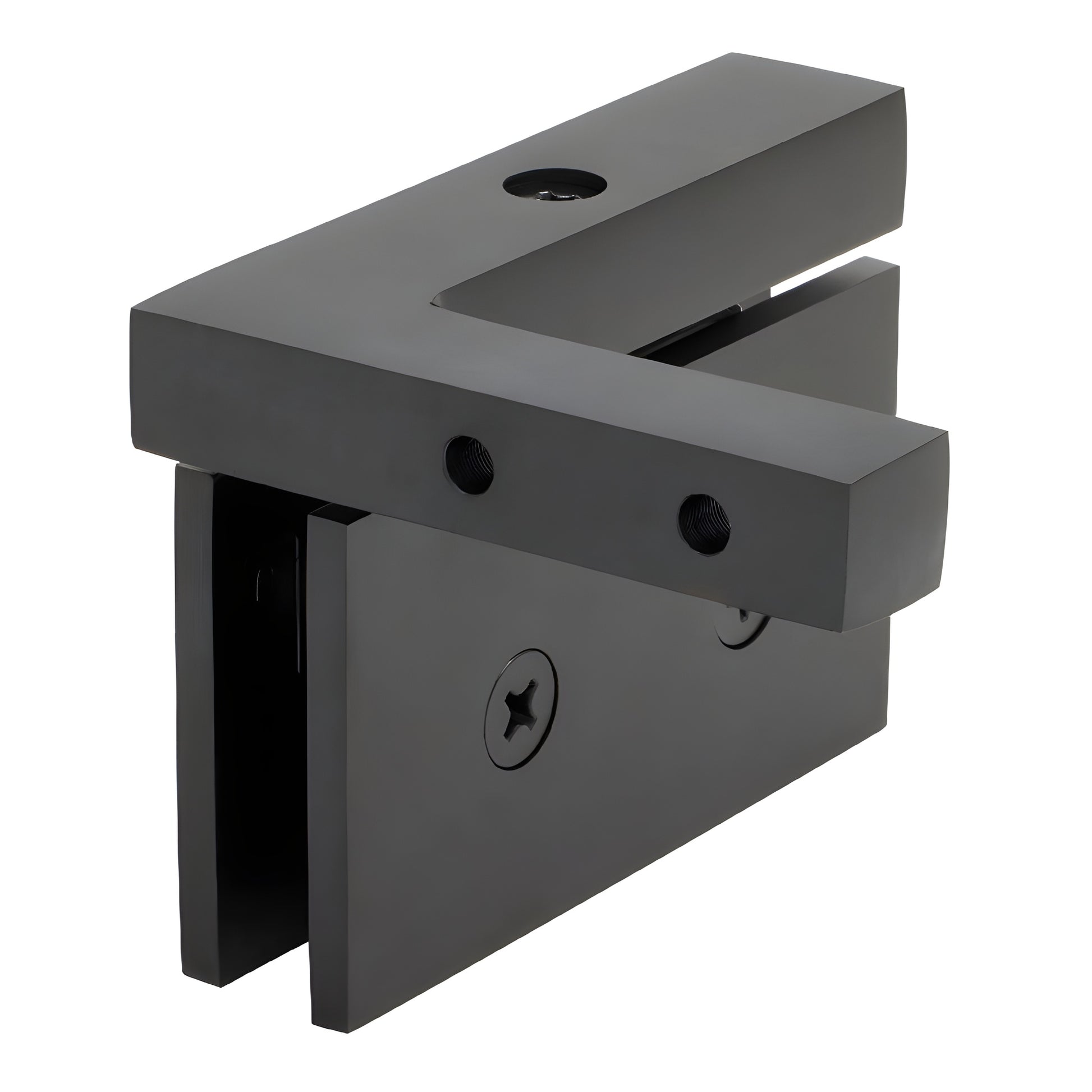 Cardiff CAR05R0RB oil-rubbed bronze squared brass pivot hinge for 8-10mm frameless shower door, right-hand.