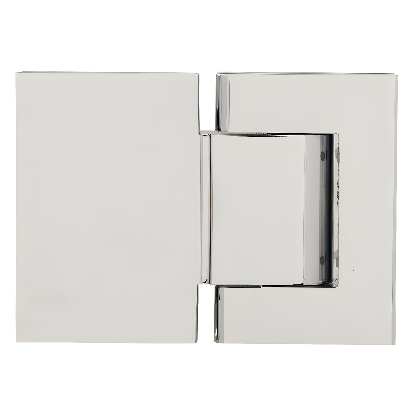 Polished chrome Oil Dynamic self-closing glass hinge, wall-mount full back plate, SKU H8215BTCH