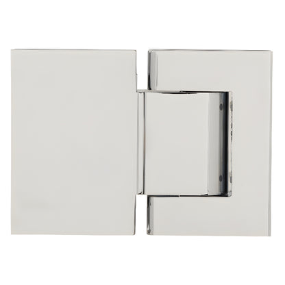 Polished chrome Oil Dynamic self-closing glass hinge, wall-mount full back plate, SKU H8215BTCH