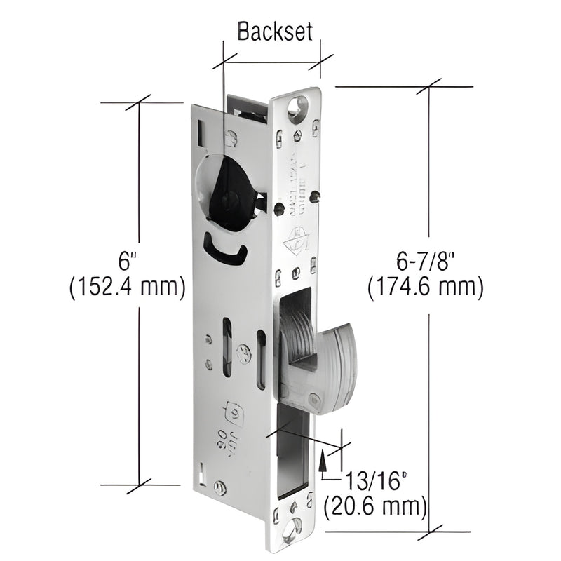 Adams Rite MS1853H3 hook throw deadlock, 8 ply laminated stainless steel bolt, 13/16 throw, 6-7/8 overall height.