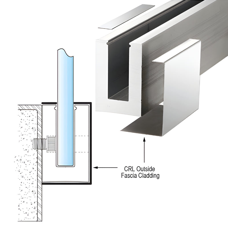 CRL L21C0FPS polished stainless steel outside fascia cladding for laminated glass base shoe.