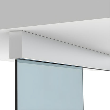 CRL50C satin anodized ceiling-mounted top-hung glass door kit showing track and 5/16" tempered glass panel.