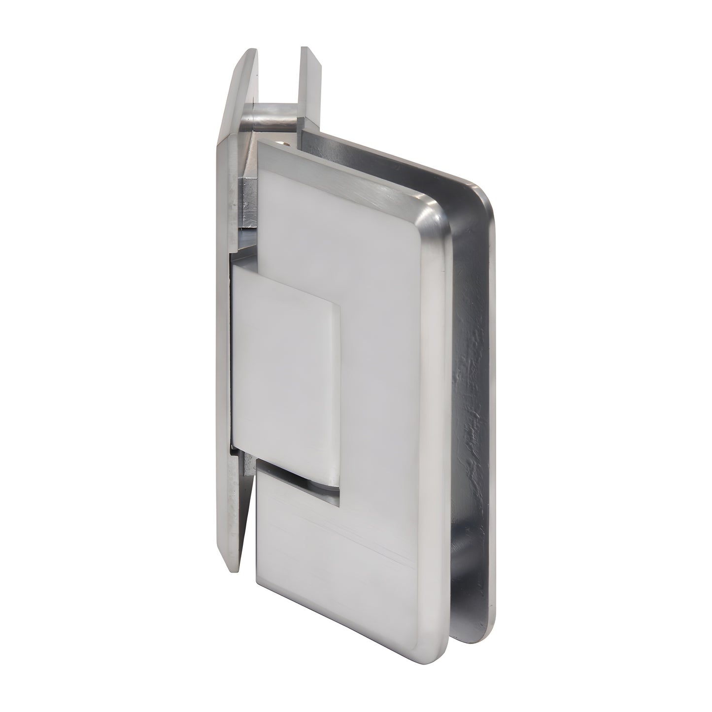 Brushed chrome beveled 135 glass-to-glass shower hinge, solid brass, fits 3/8-1/2" glass (C0L045BCH)