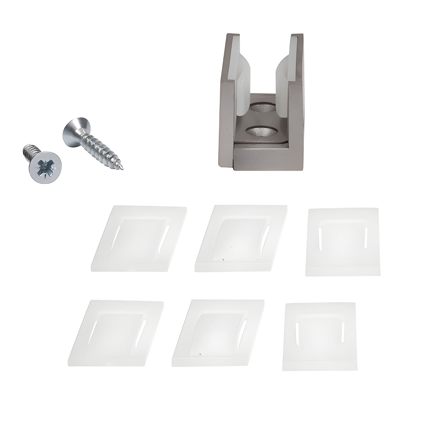 CRL2940BSA bottom guide for sliding glass doors, brushed stainless anodized finish, adjustable insert for 5/16-1/2" glass.