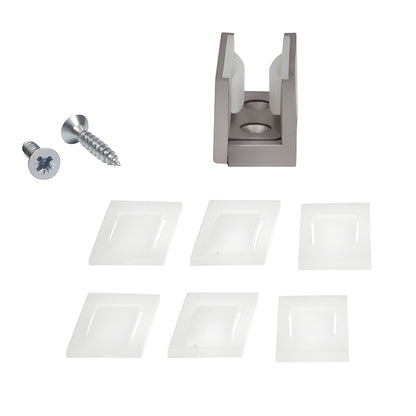 CRL2940BSA bottom guide for sliding glass doors, brushed stainless anodized finish, adjustable insert for 5/16-1/2" glass.