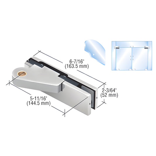 CRL 0PF20RPS polished stainless steel top offset patch fitting for 3/8-1/2" glass, right-hand, allows 180 swing