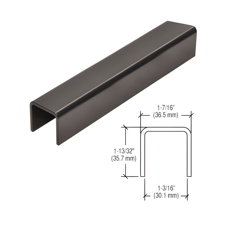 SKU L10MBL matte black low-profile U-channel cap railing for 21.52 mm laminated glass, 118" (3m) length