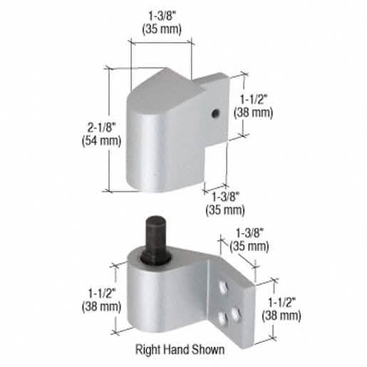 CRL Aluminum 3/4" Offset Right Hand Intermediate Pivot Set for Smooth Door Operation