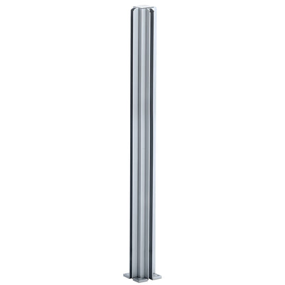 CRL Design Series 3-way satin anodized aluminum partition post (SKU D990A303W) with U-channels for 1/4" tempered glass