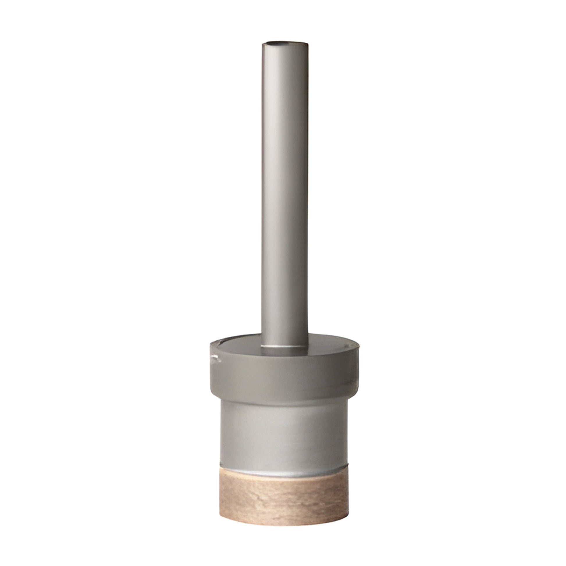 PD1 metal-bond diamond drill bit - 1 in. dia., 3/8 in. reduced round shank, silver body with diamond cutting rim.