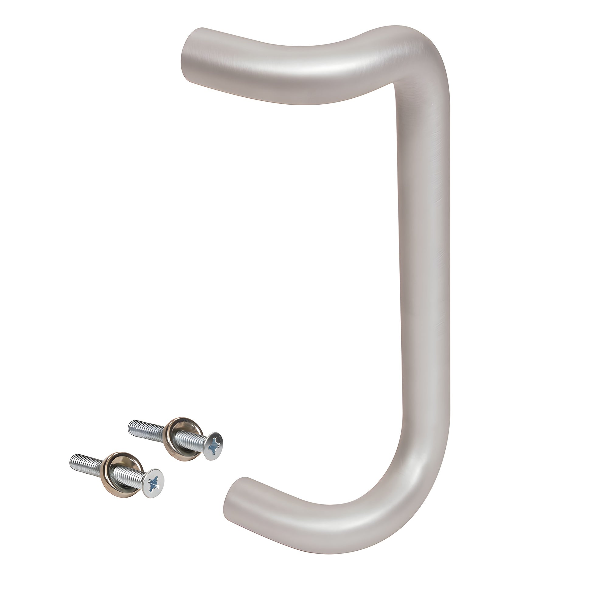 Clear anodized 1 in solid aluminum offset pull handle, single-sided, 10 in c-c, includes thru-bolts. SKU M1741028