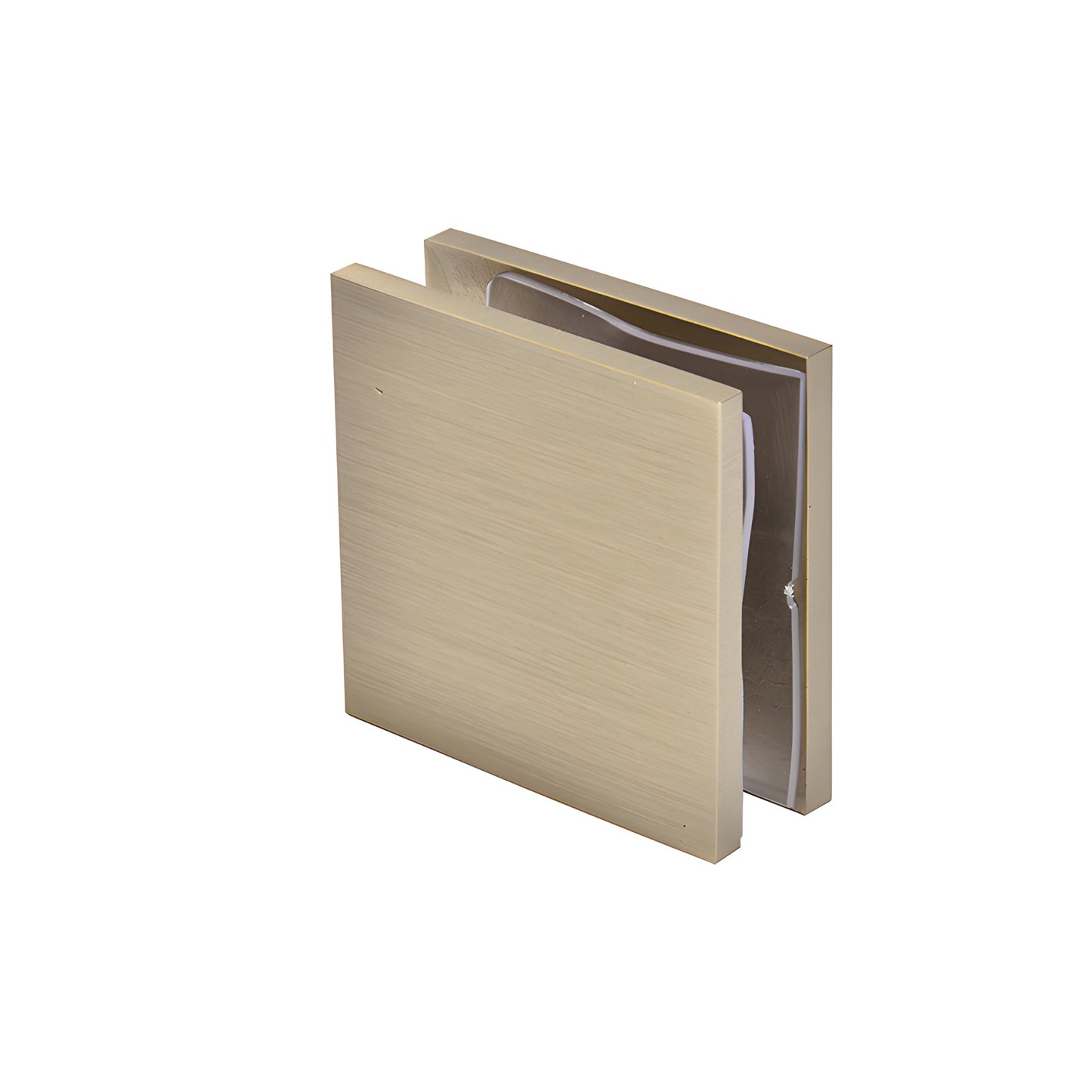 SCU4BBRZ square wall-mount hole-in-glass clamp, brushed bronze solid brass, for 10-12mm frameless glass panels.