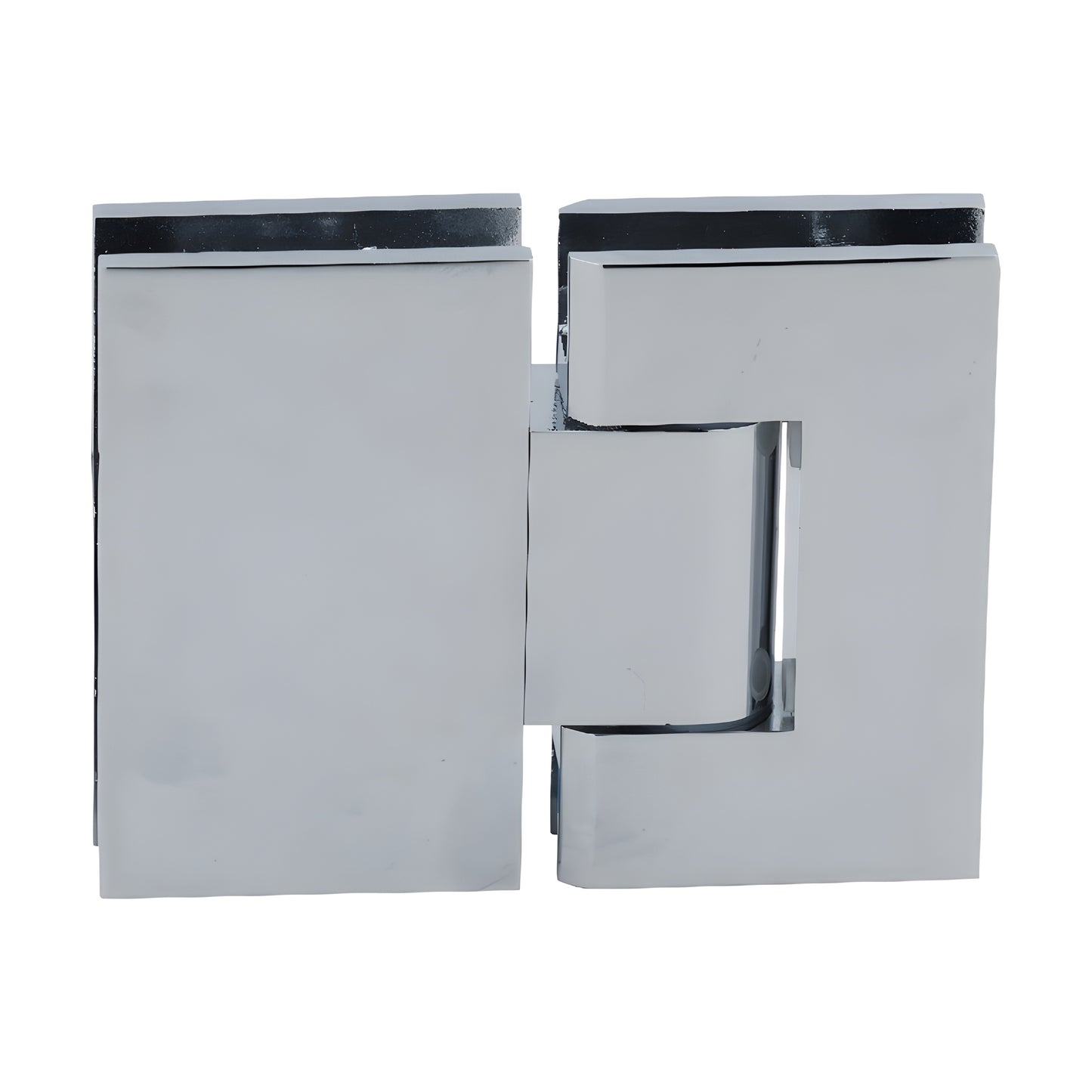 GEN380CH polished chrome adjustable Geneva glass-to-glass shower hinge, square edge, brass, fits 8-12mm glass.