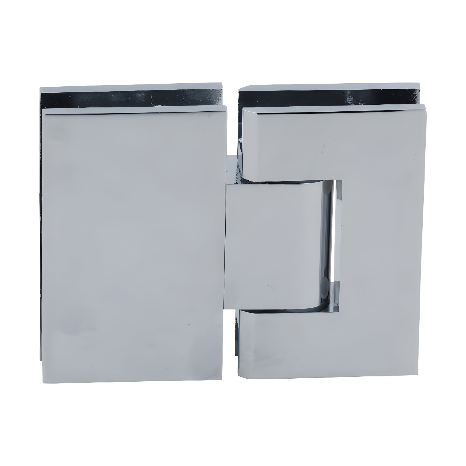 GEN380CH polished chrome adjustable Geneva glass-to-glass shower hinge, square edge, brass, fits 8-12mm glass.