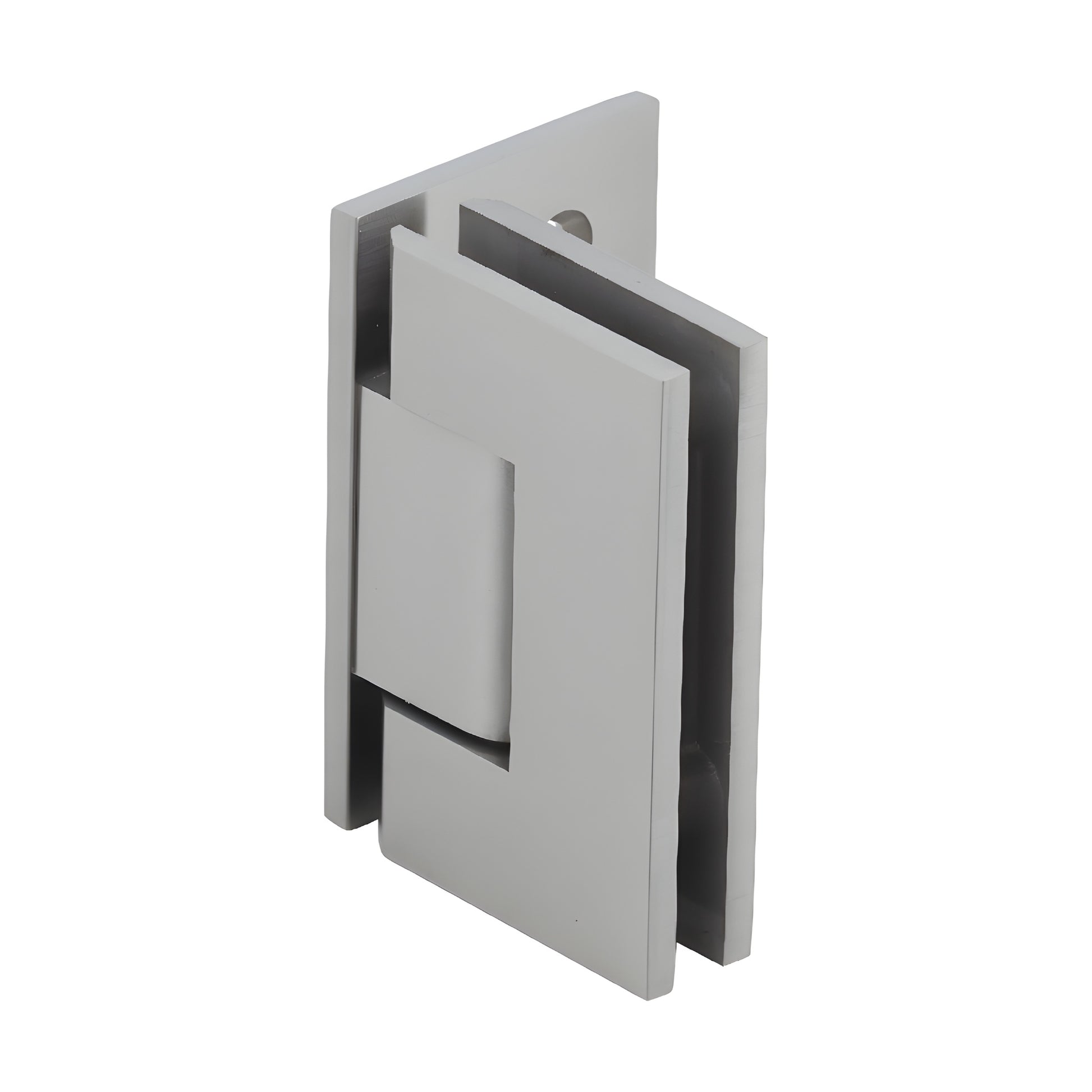 JRG044BN Brushed nickel Junior Geneva wall-mount shower hinge for 1/4-5/16" glass, offset back plate.