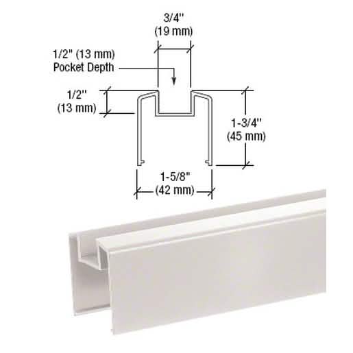 CRL Sky White Bottom Rail for Glass, 241" Length, Series 200-400, Sleek Design