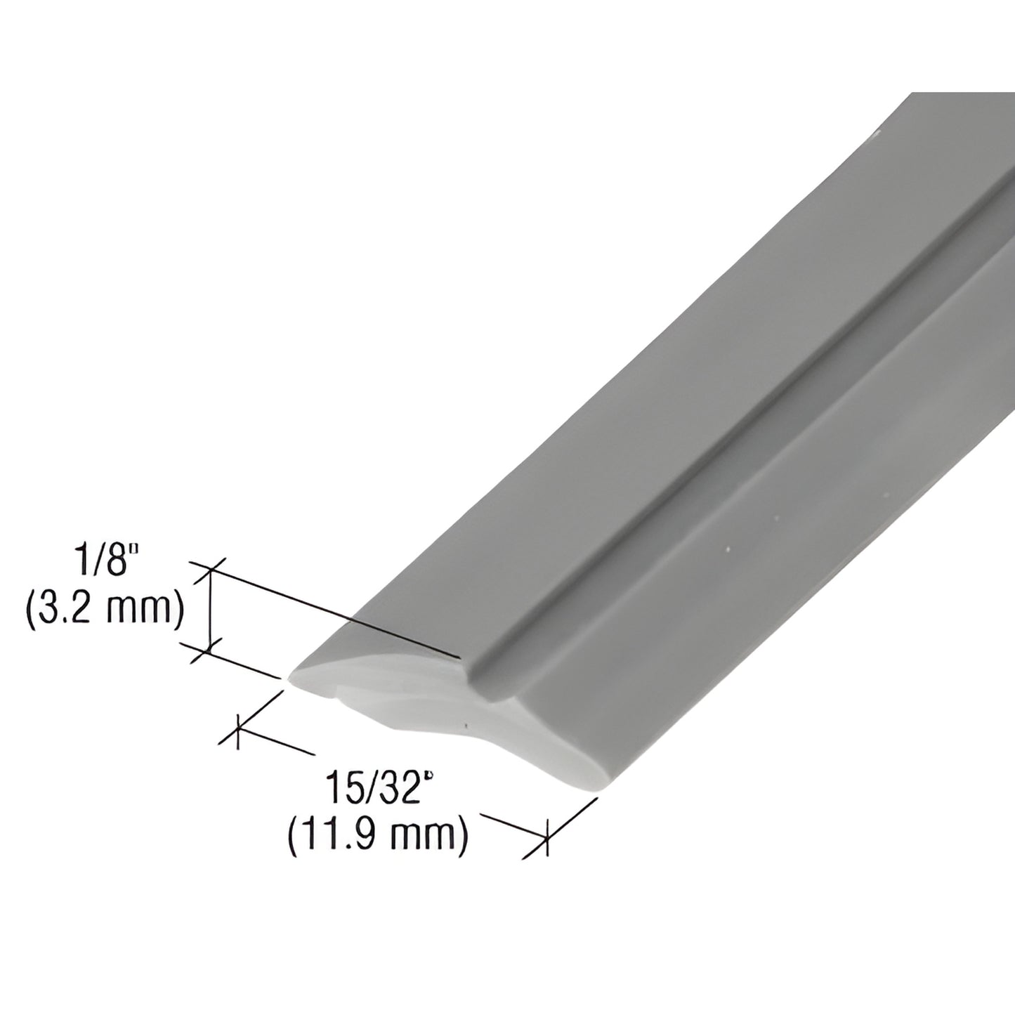 GS232C gray extruded vinyl glazing spline for aluminum windows, 15/32 x 1/8 in (11.9 x 3.2 mm), 100' roll