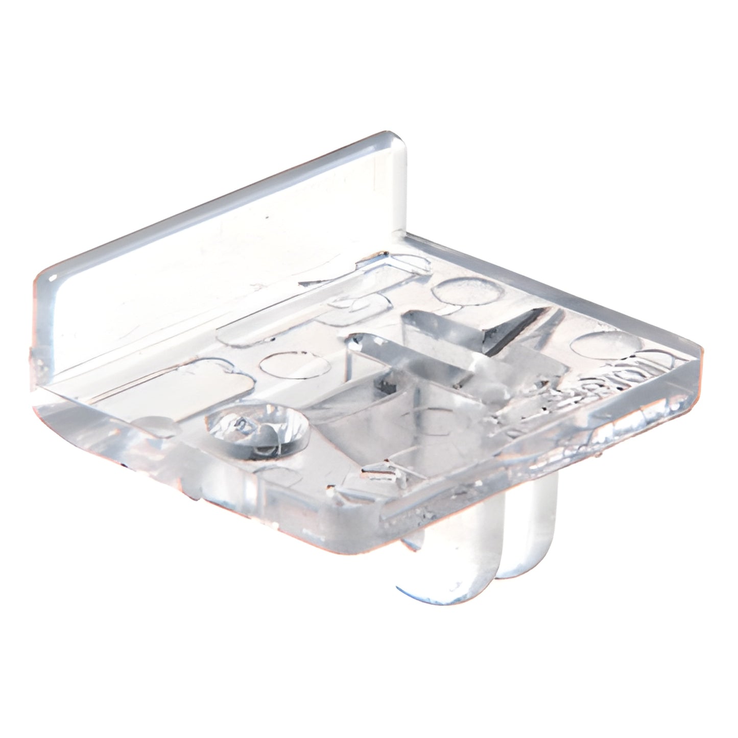 Clear acrylic right-hand front rest for 180 series adjustable steel shelf brackets (SKU KV10312PRH)