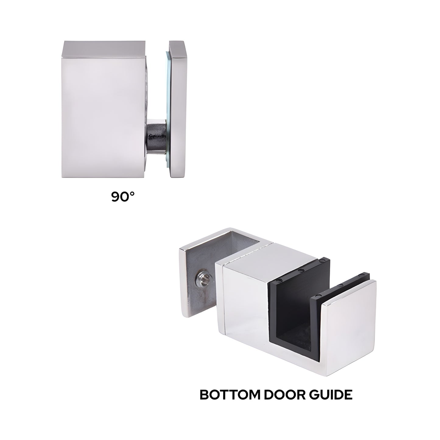 Cavoli 90 degree accessory kit with bottom guide, polished 304 stainless steel replacement for sliding shower doors